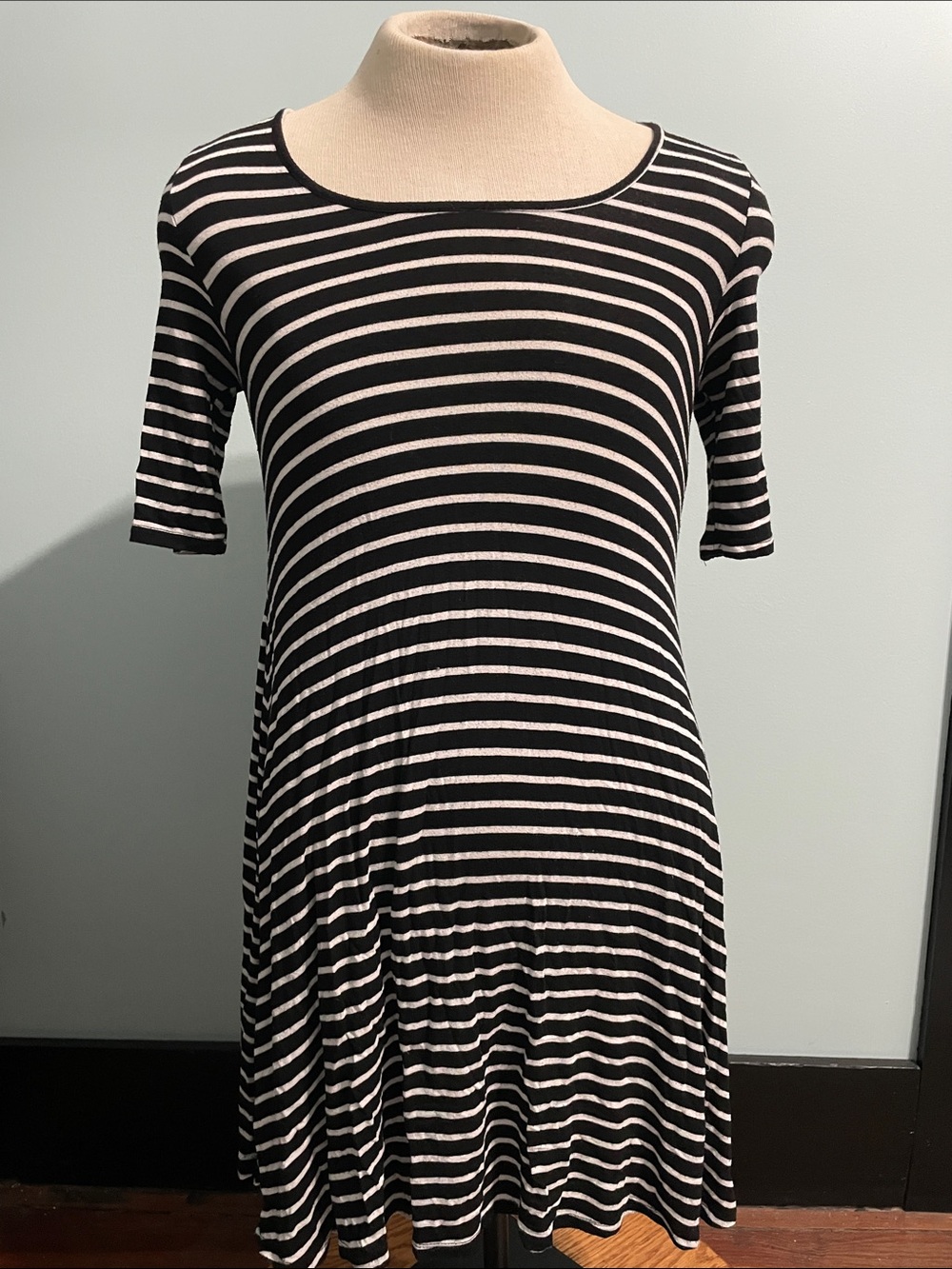 Joe Boxer Black and White Striped Mini Dress Size Small